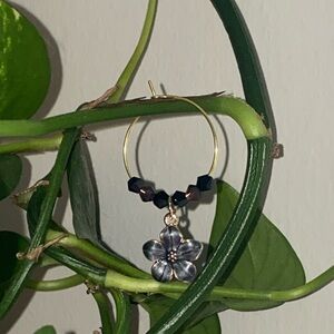 Gothic black flower charm. Hand crafted.